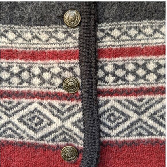 TALLY-HO FAIR ISLE NORDIC WINTER CARDIGAN SWEATER JACKET BOILED WOOL PLUS SIZE X - Picture 13 of 13